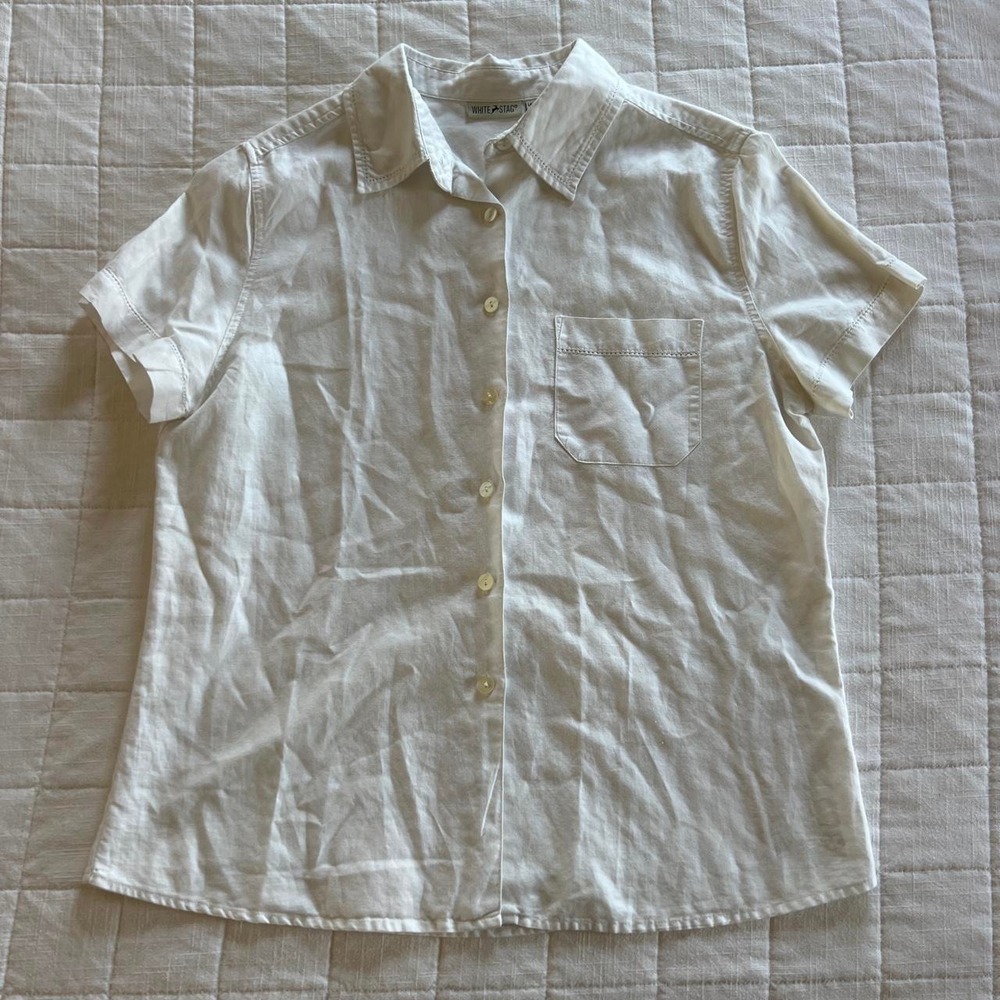 White Stag White Linen Cotton Button Up Women's Shirt Size S